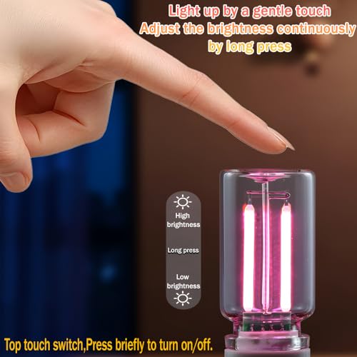 1 Pack Car LED Lights Interior, USB Light for Car Decor & Bedroom, Touch Dimmable Ambient Lighting, Mini Glass Bottle Night Light for Camping Gifts-Yellow - color: yellow, size: 1 pack