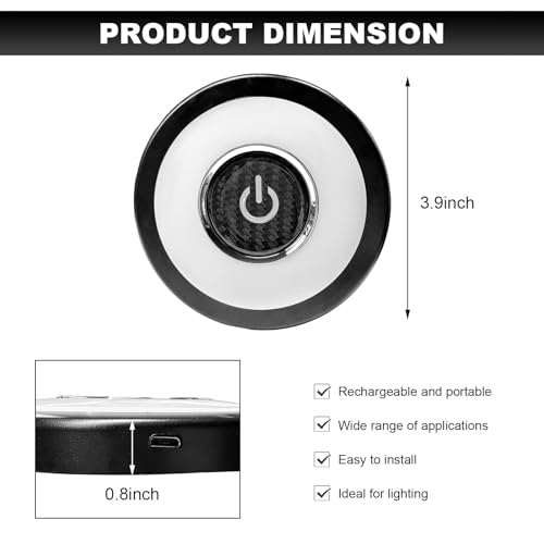 Car Ceiling Roof Light, 3 Colors USB Rechargeable LED Automotive Interior Dome Map Lamp, Bright Multi-Functional Trunk Cargo Area Light for Vehicle Camping Bedroom Cabinet - color: 3 Colors-Round