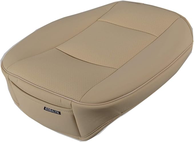 Luxury PU Leather Car Seat Cover Protector Front Car Seat Cover Seat Bottom Cover Single Seat Cover-Compatible with 90% Vehicles (Width 20.8× Deep21 × Thick 0.2 inch) (Beige)