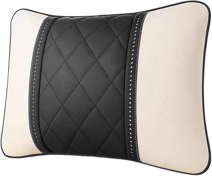 Luxury NAPPA Headrest Compatible For Mercedes Maybach S-Class Leather Lumbar Pillows Car Neck Travel Seat Cushion Support Car Accessories(Black Maybac)