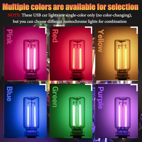 1 Pack Car LED Lights Interior, USB Light for Car Decor & Bedroom, Touch Dimmable Ambient Lighting, Mini Glass Bottle Night Light for Camping Gifts-Yellow - color: yellow, size: 1 pack