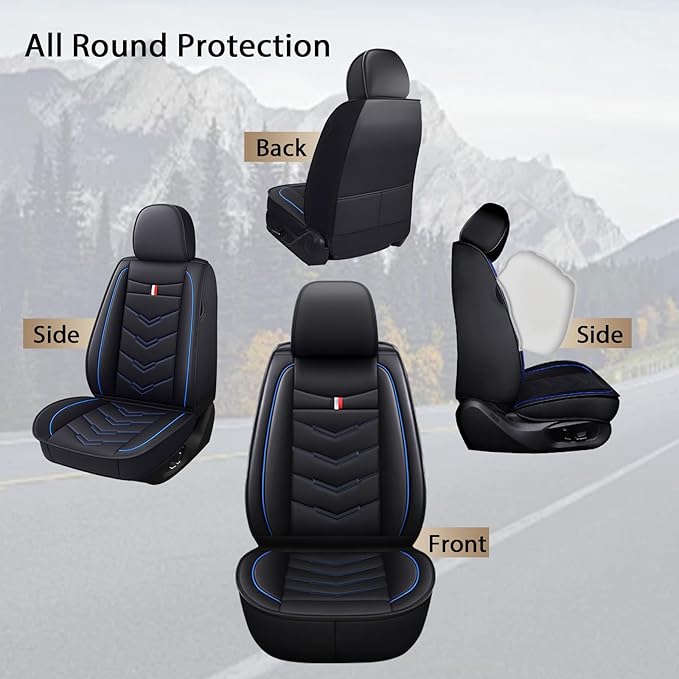 MVRVMV 8 Seat Covers for Honda Pilot 2010-2026, Waterproof Anti-Slip Car Seat Cover Compatible with Airbags (8 Seat Standard, Black-Blue