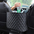 Car Purse Holder - Durable Leather Seat Back Organizer, Front Seat Storage Barrier, Pet & Kids Driver Storage Netting Pouch