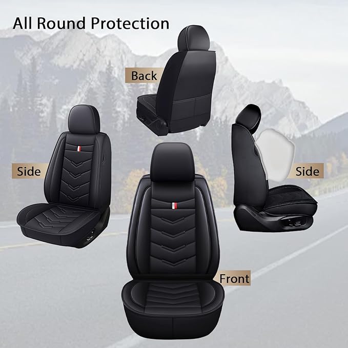 MVRVMV 2-Seat Car Seat Covers for Honda Pilot 2010-2026, Waterproof Non-Slip Wear-Resistant Leather Seat Cover (2 Seat Standard, Black)