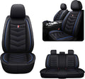 MVRVMV 5-Seat Car Seat Covers for Honda Pilot 2010-2026, Waterproof Non-Slip Wear-Resistant Leather Seat Cover (5 Seat Standard, Black-Blue)