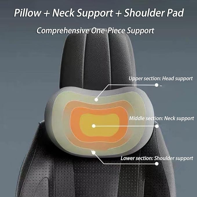 Car Lumbar Support Pillow and Car Neck Pillow Kit for BMW 4 Series 8 Series Convertible, Car Seat Neck Back Rest Pillows, Ergonomic Car Seat Headrest & Lumbar Cushion,B Grey