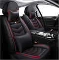 MVRVMV for Ford F-250 2010-2026 Seat Covers, Waterproof Leather Seat Cover with 2* Neck Pillow and 2* Lumbar Support (2 Seat Luxury,Black-Red)