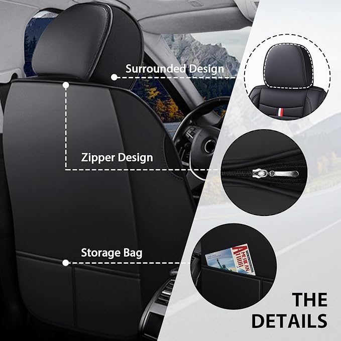 MVRVMV Car Seat Covers for Ford Explorer 2012-2026, Waterproof & Wear-Resistant Front and Rear Seat Protectors with 2* Neck Pillow and 2* Lumbar Support (7 Seat Luxury, Black