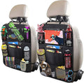 Aokdom 2PCS Car Seat Back Organizer,Extra Large Capacity Car Seat Organizer with 6 Mesh Pocket,2 Cup Holder & 4 Storage Bag,Road Trip Essentials for Kids & Adults
