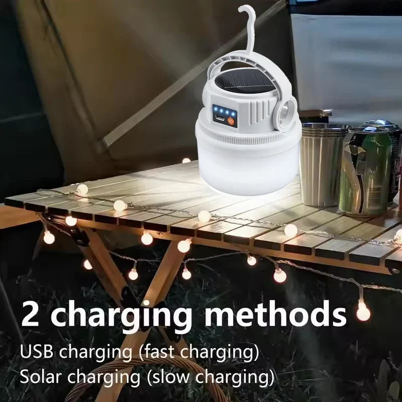 LED Solar Camping Light Solar Bulb Lanterns Rechargeable Portable Waterproof Outdoor Night Flashlight BBQ Hanging Emergency Lamp