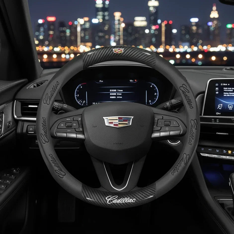 Cadillac Leather & Carbon Fiber Steering Wheel Cover