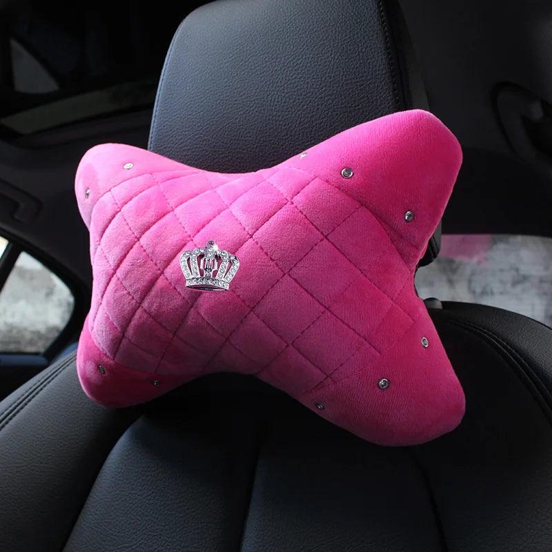 Pink Plush Diamond Crown Steering Wheel Cover